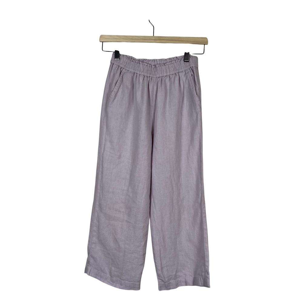 Crewcuts JCrew Girls Lilac Purple Linen Wide Leg Pants Elastic Waist Size 10